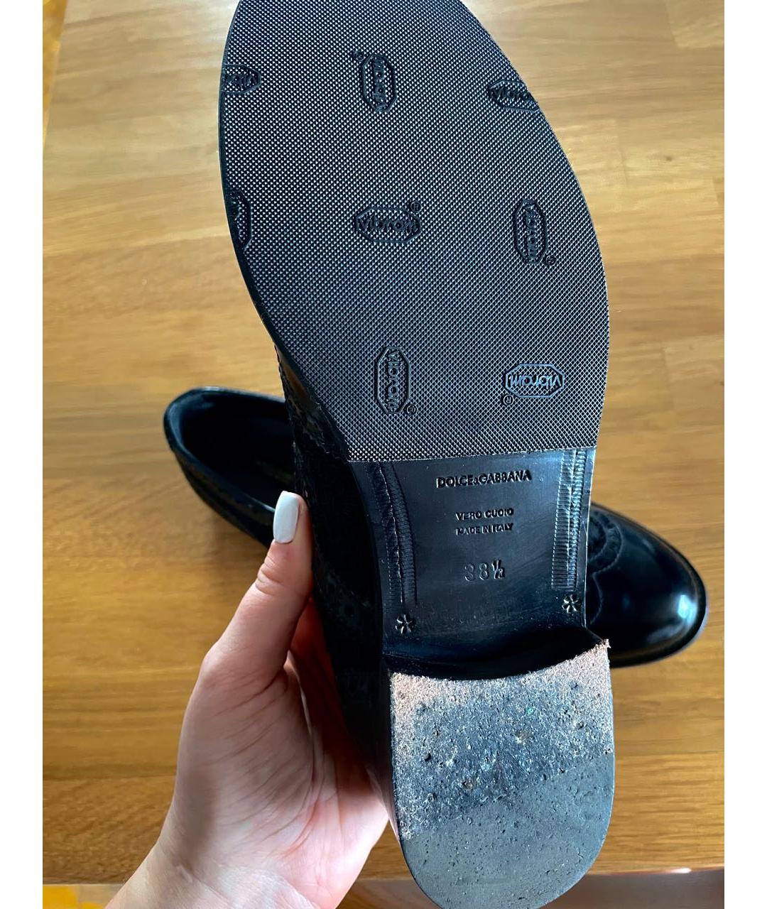 DOLCE&GABBANA Черные кожаные ботинки, фото 3