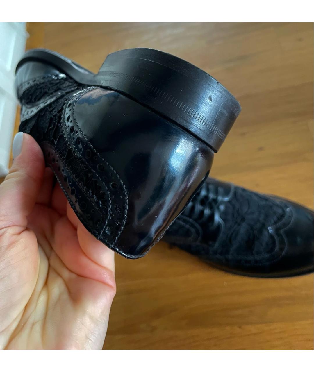 DOLCE&GABBANA Черные кожаные ботинки, фото 2