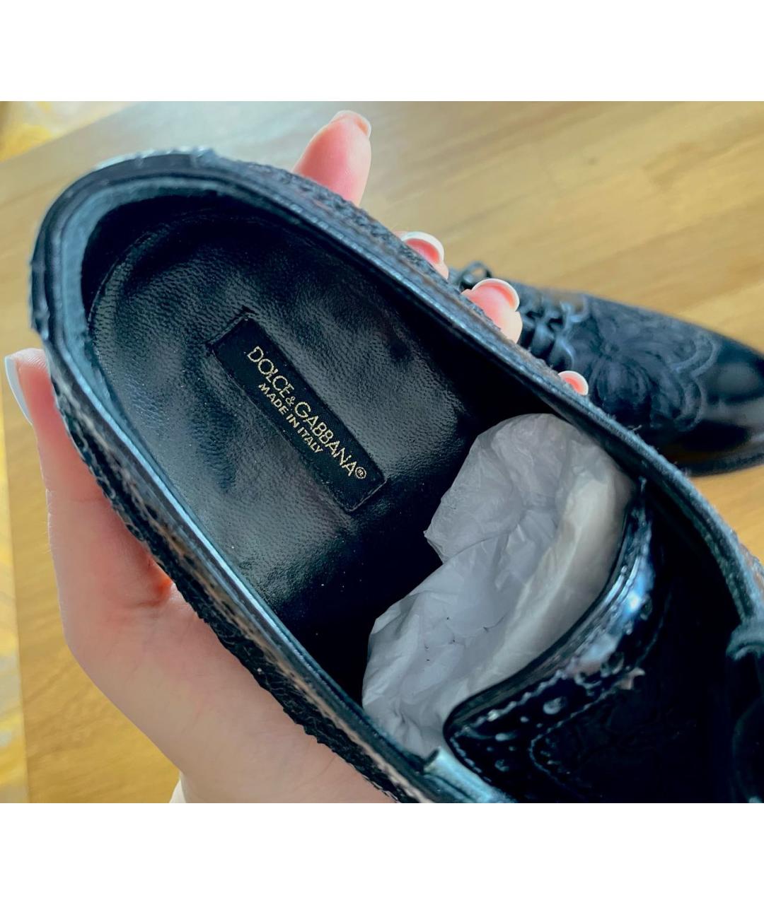 DOLCE&GABBANA Черные кожаные ботинки, фото 5