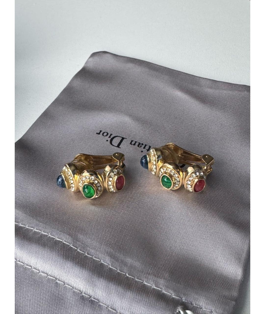 CHRISTIAN DIOR Золотые латунные клипсы, фото 8