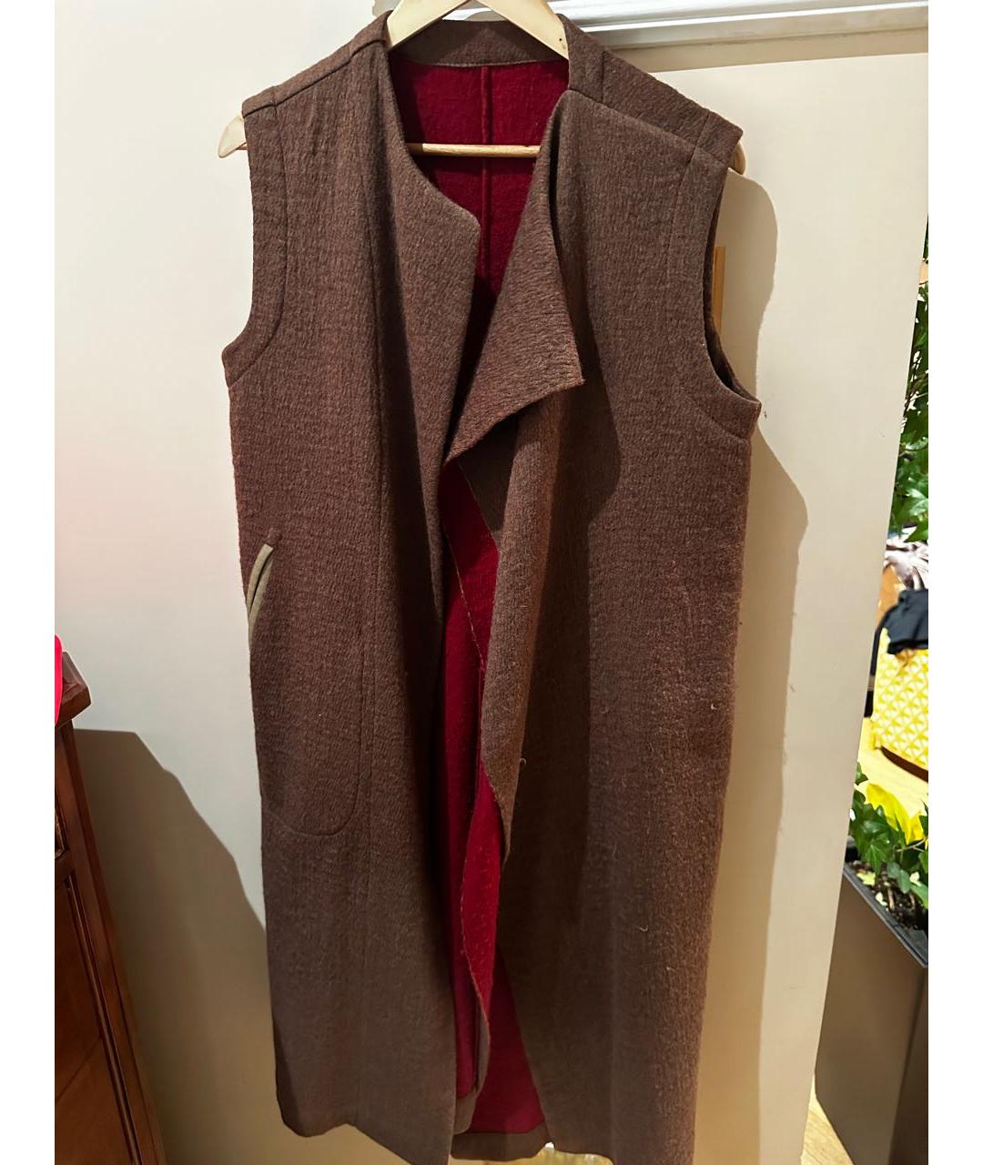 UMA WANG Коричневая шерстяная жилетка, фото 8