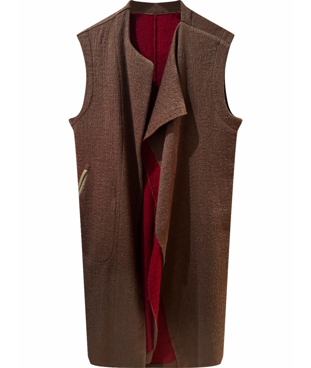 UMA WANG Коричневая шерстяная жилетка, фото 1