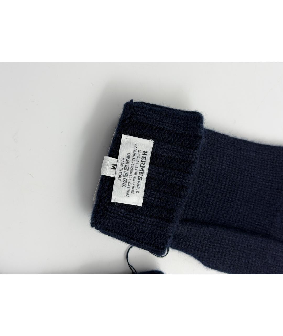 HERMES Темно-синяя кашемировая шапка, фото 4