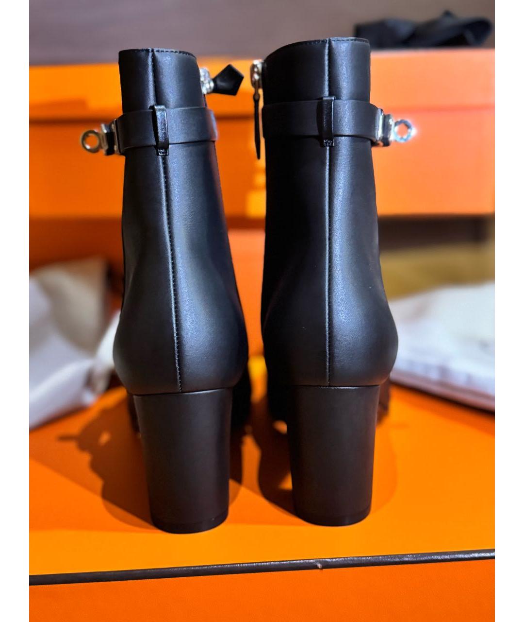 HERMES Черные кожаные ботинки, фото 4