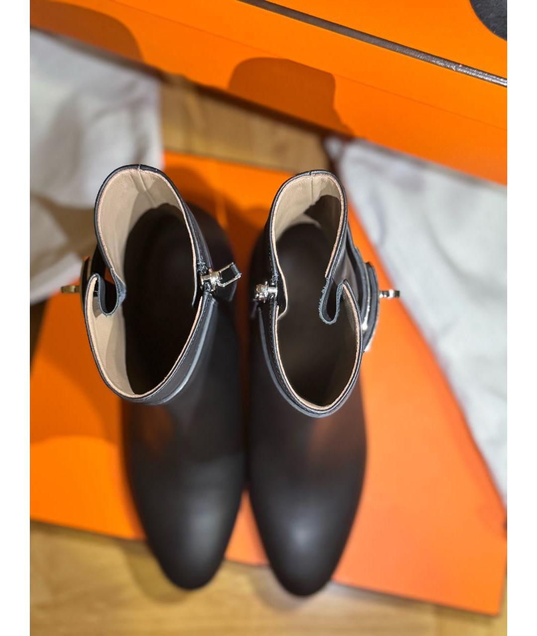 HERMES Черные кожаные ботинки, фото 3