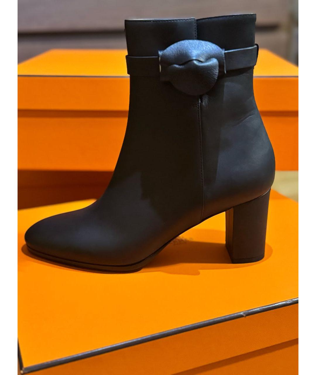 HERMES Черные кожаные ботинки, фото 5