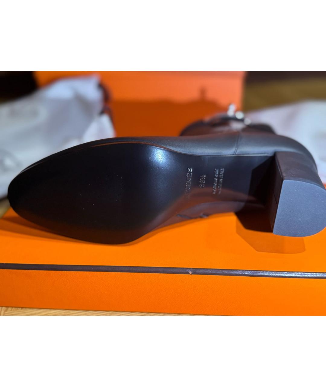 HERMES Черные кожаные ботинки, фото 7