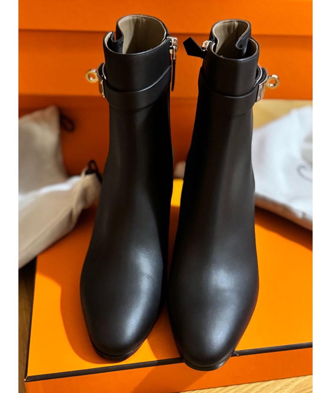 HERMES Черные кожаные ботинки, фото 2
