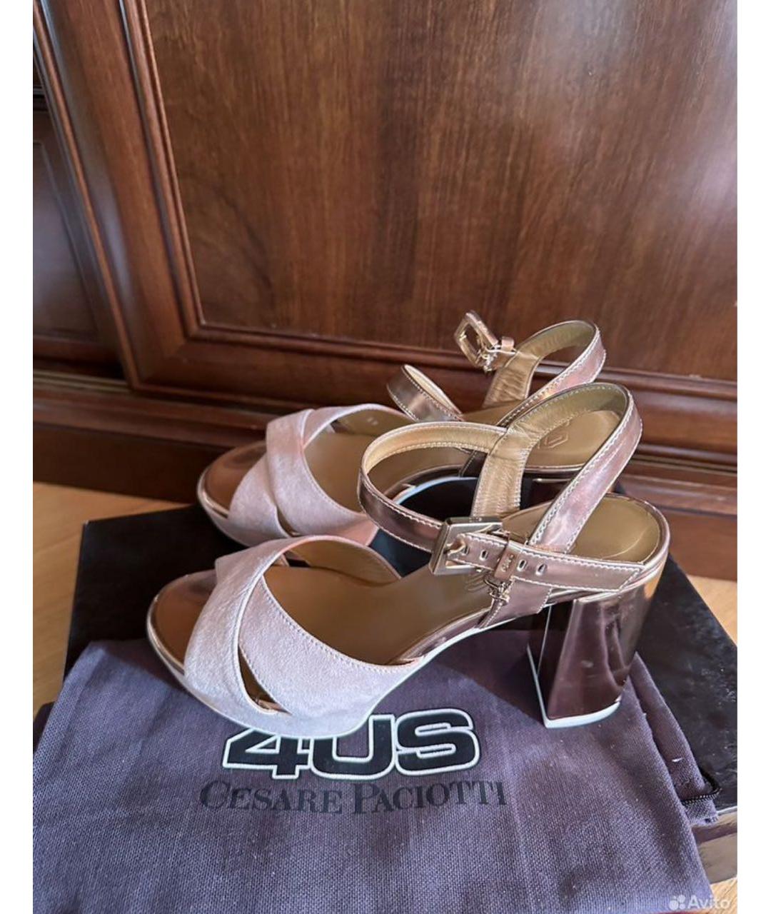 CESARE PACIOTTI Бежевые замшевые босоножки, фото 3