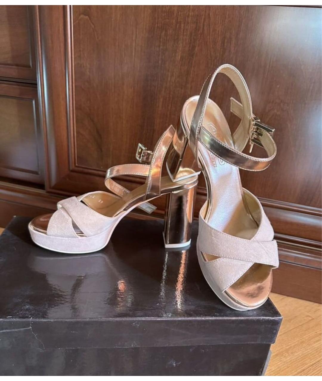 CESARE PACIOTTI Бежевые замшевые босоножки, фото 2