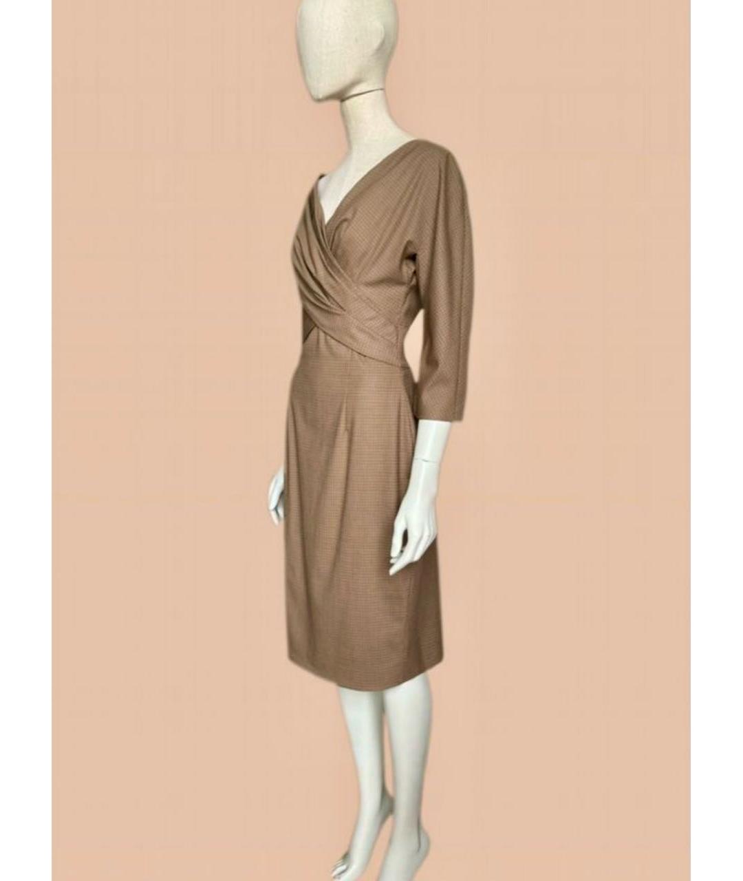 CHRISTIAN DIOR Бежевое шерстяное коктейльное платье, фото 6