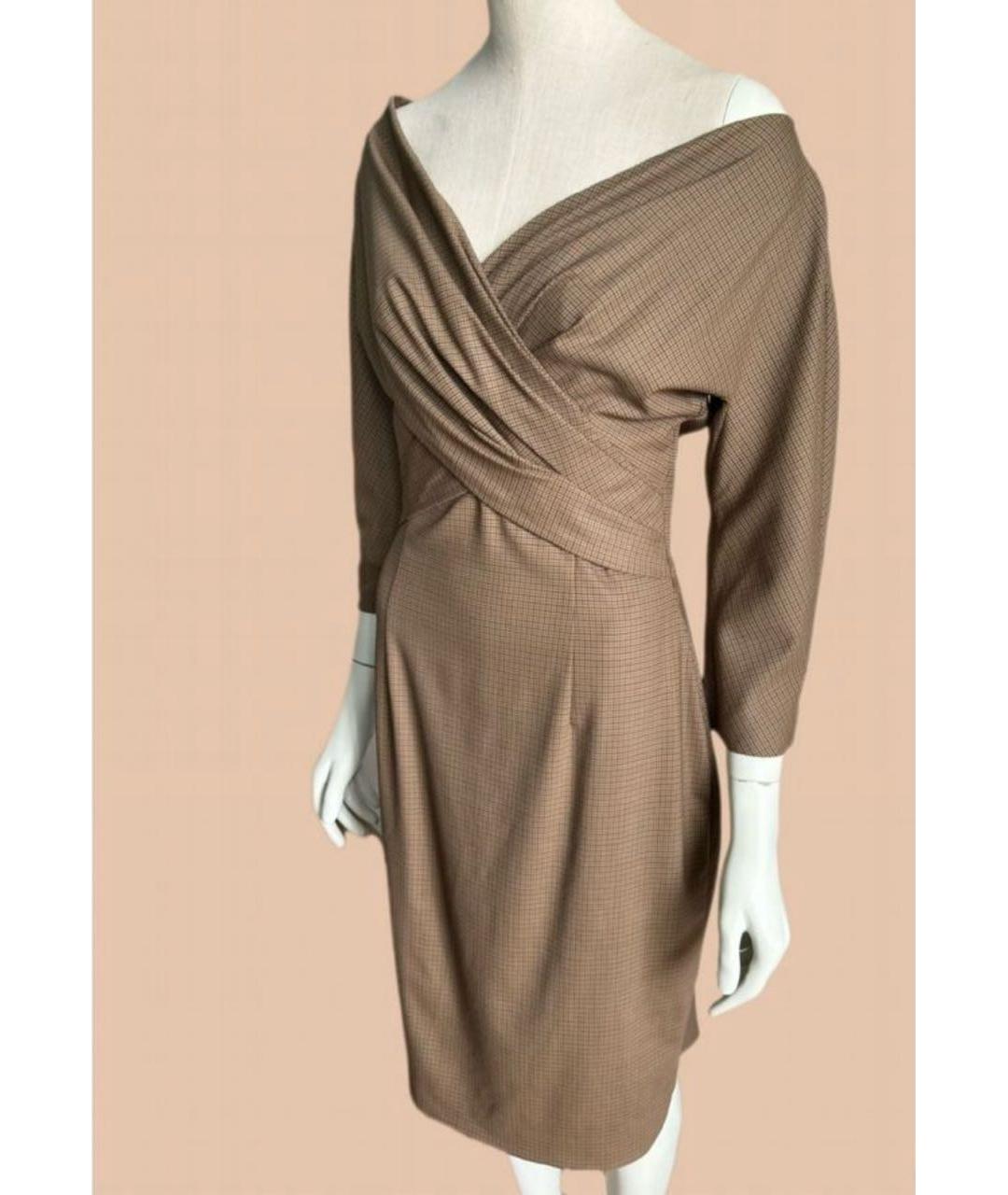 CHRISTIAN DIOR Бежевое шерстяное коктейльное платье, фото 3