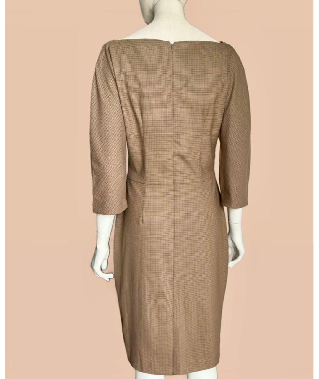 CHRISTIAN DIOR Бежевое шерстяное коктейльное платье, фото 2