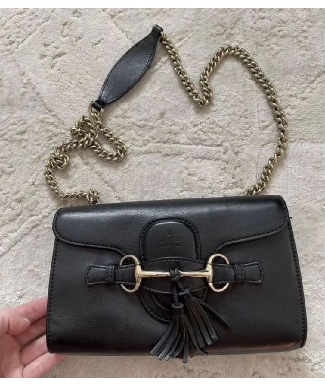 GUCCI Черная кожаная сумка через плечо, фото 2