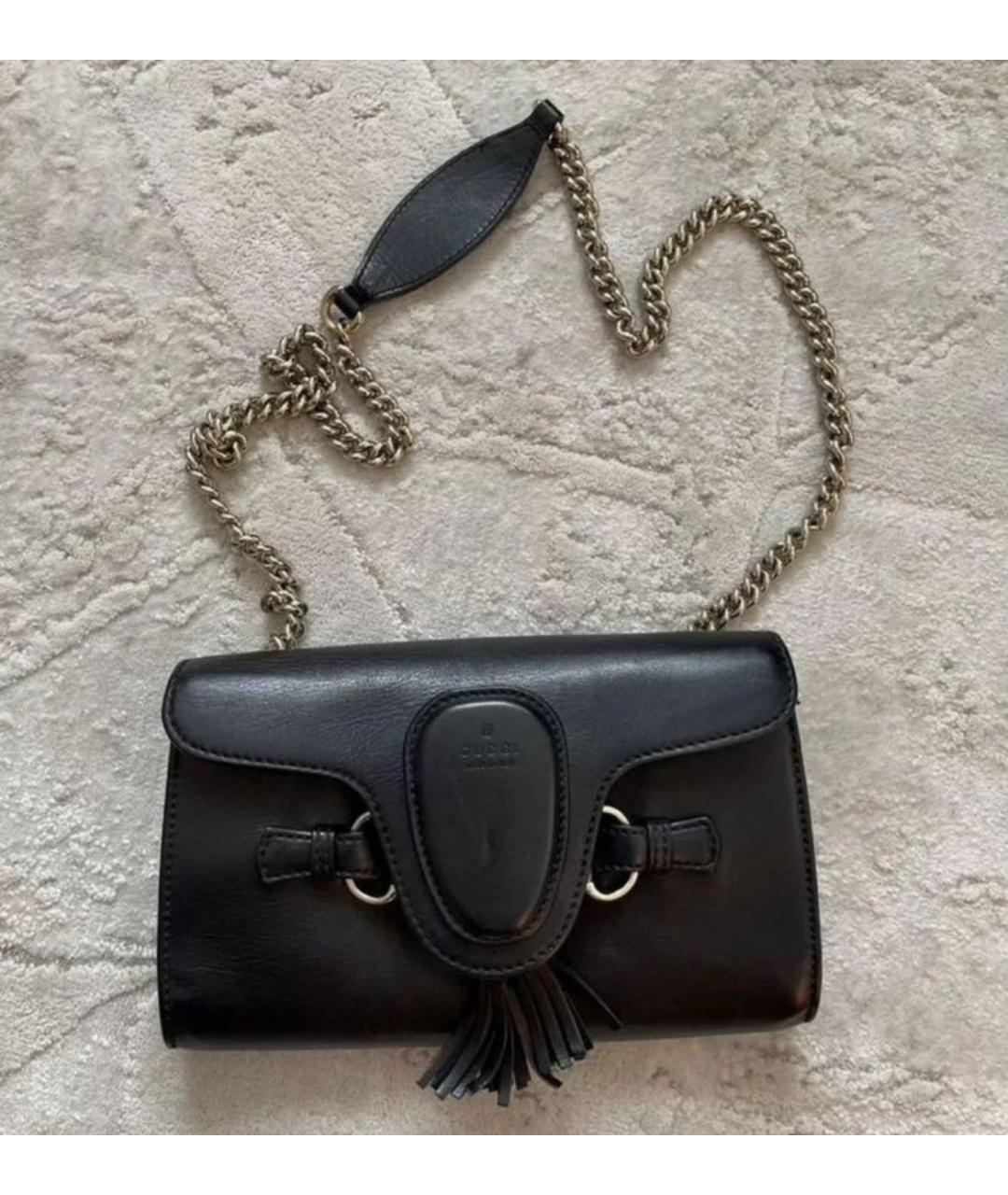 GUCCI Черная кожаная сумка через плечо, фото 5