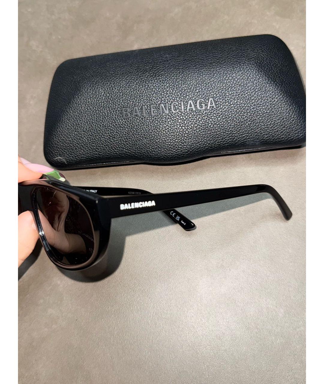 BALENCIAGA Черные пластиковые солнцезащитные очки, фото 4