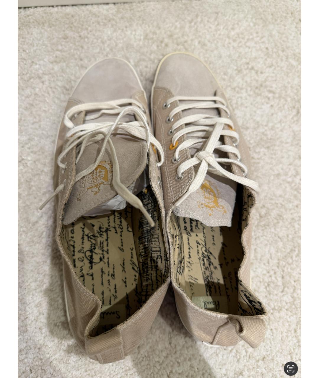 PAUL SMITH Бежевые текстильные низкие кроссовки / кеды, фото 3