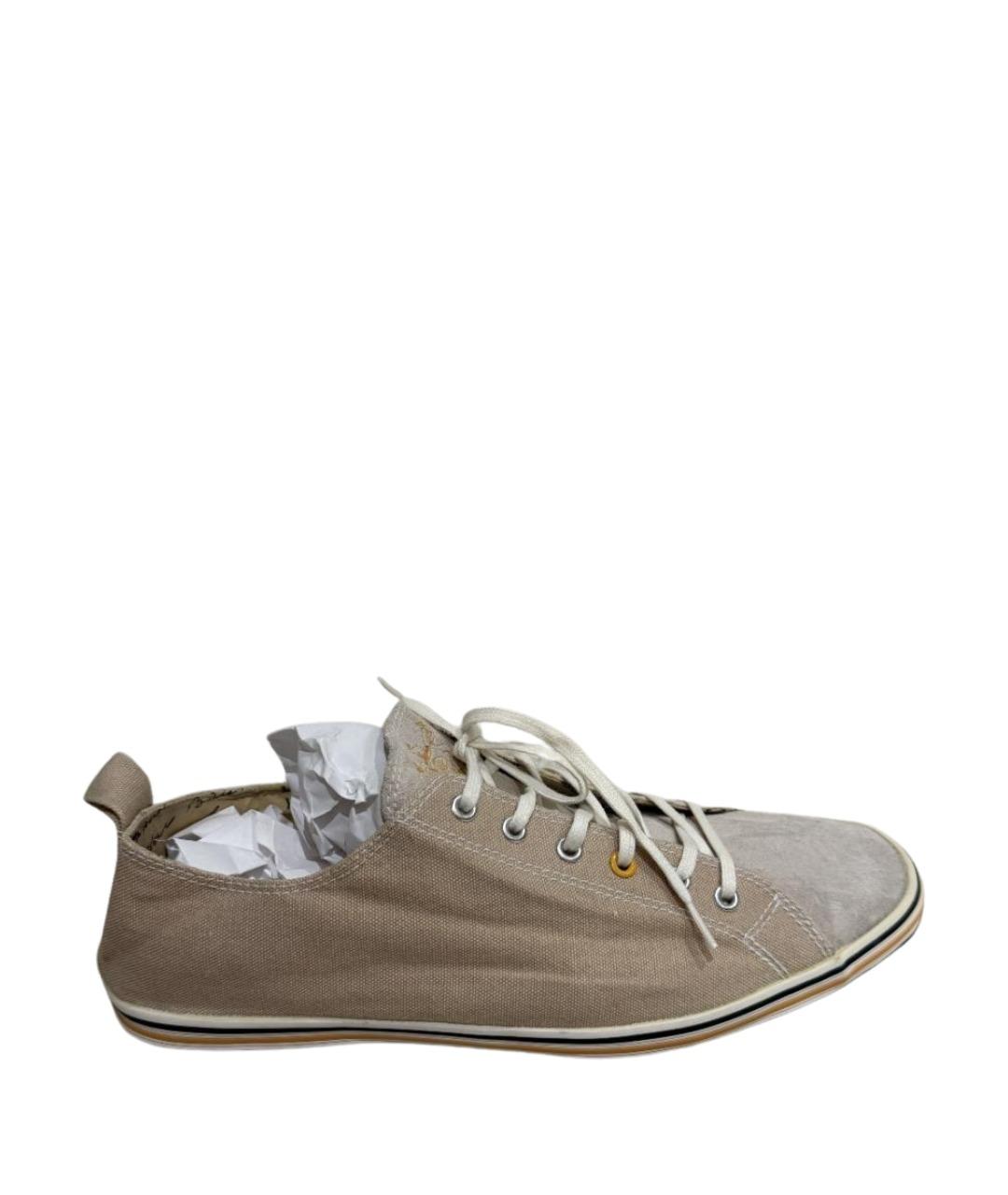 PAUL SMITH Бежевые текстильные низкие кроссовки / кеды, фото 1