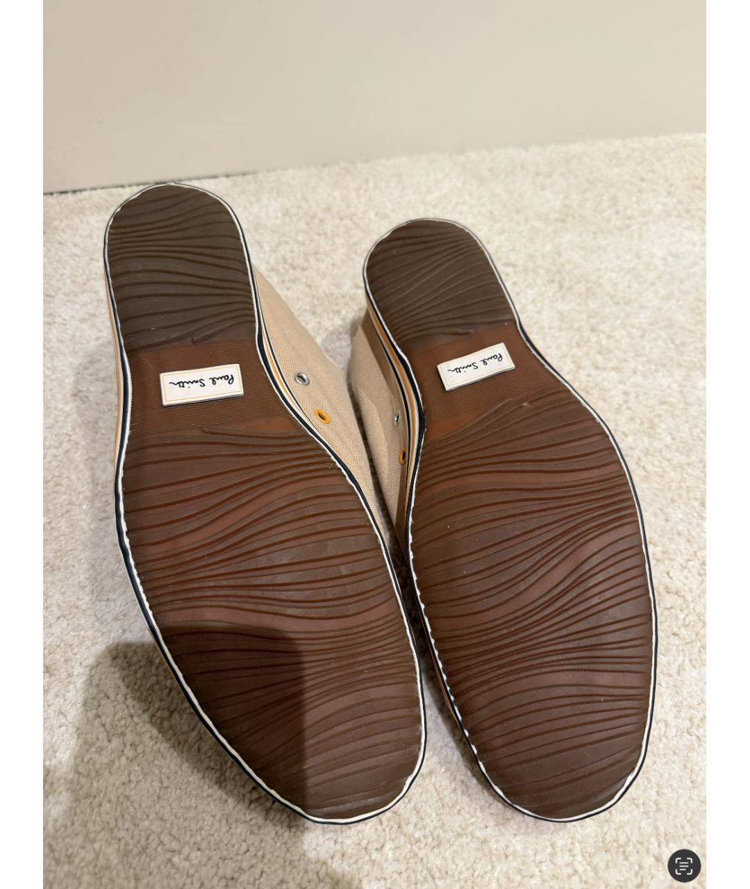 PAUL SMITH Бежевые текстильные низкие кроссовки / кеды, фото 5