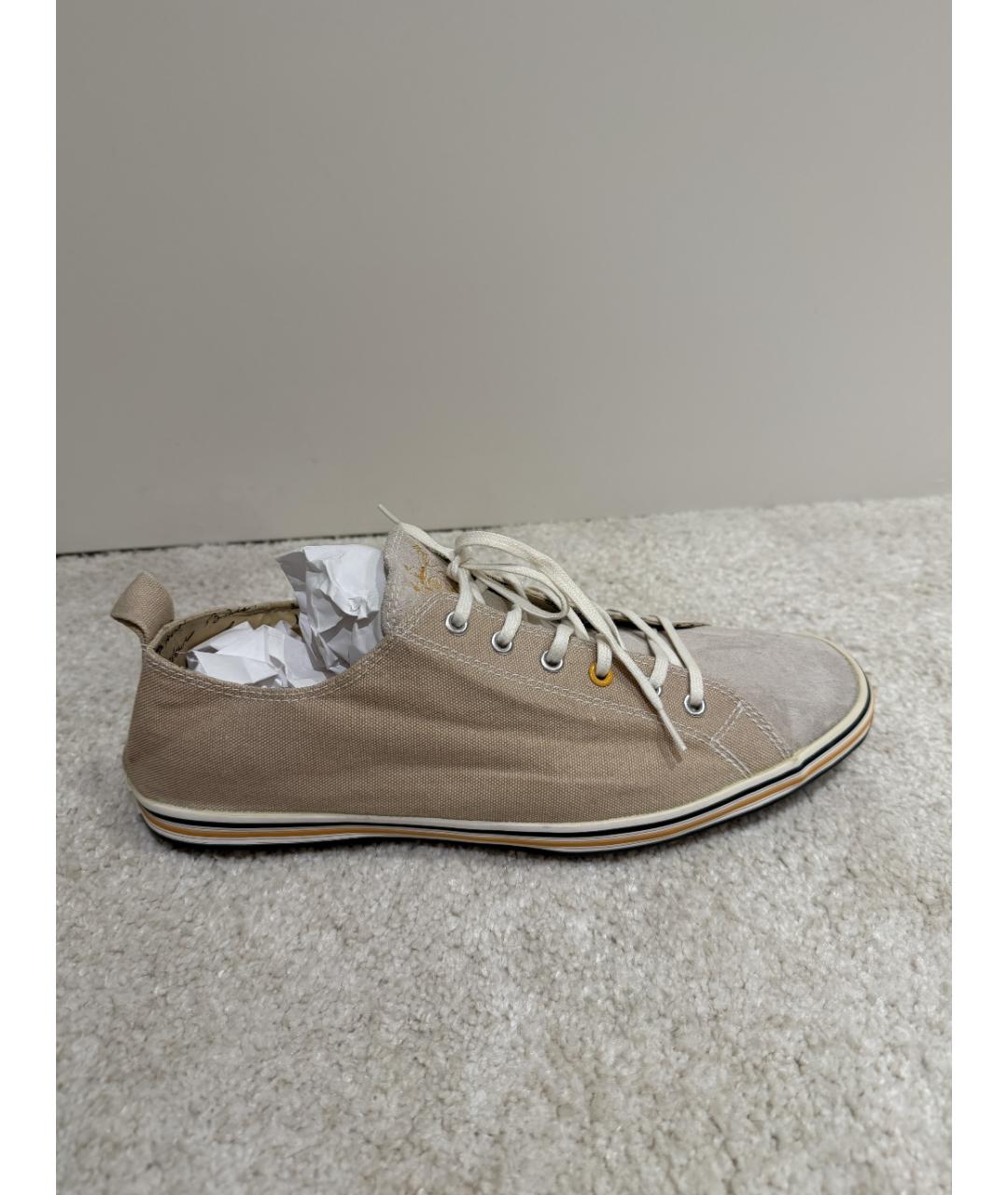 PAUL SMITH Бежевые текстильные низкие кроссовки / кеды, фото 7