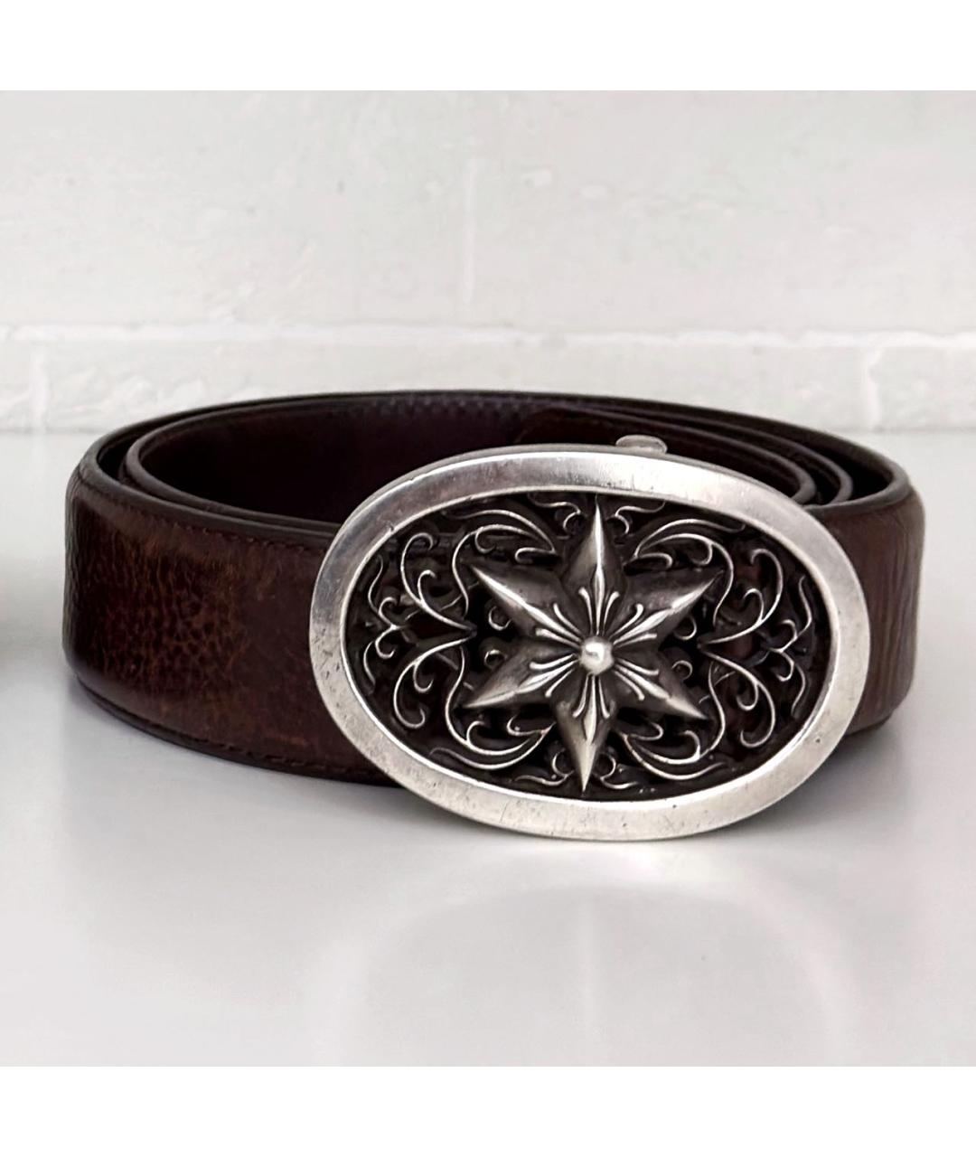 CHROME HEARTS Коричневый кожаный ремень, фото 6