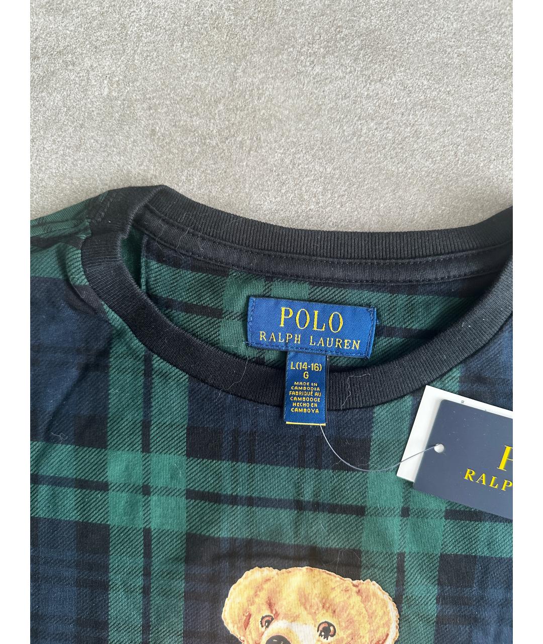 POLO RALPH LAUREN Темно-синяя хлопковая детская футболка, фото 3