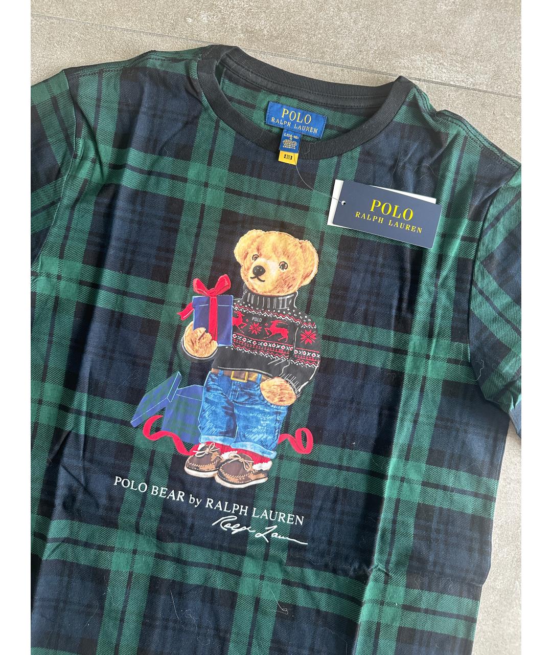 POLO RALPH LAUREN Темно-синяя хлопковая детская футболка, фото 2