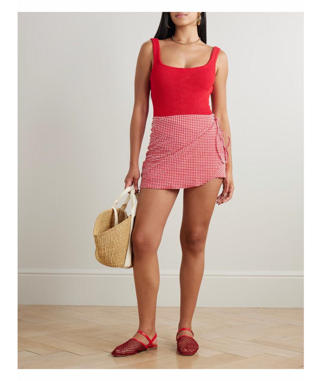 HUNZA G Красная юбка мини, фото 3