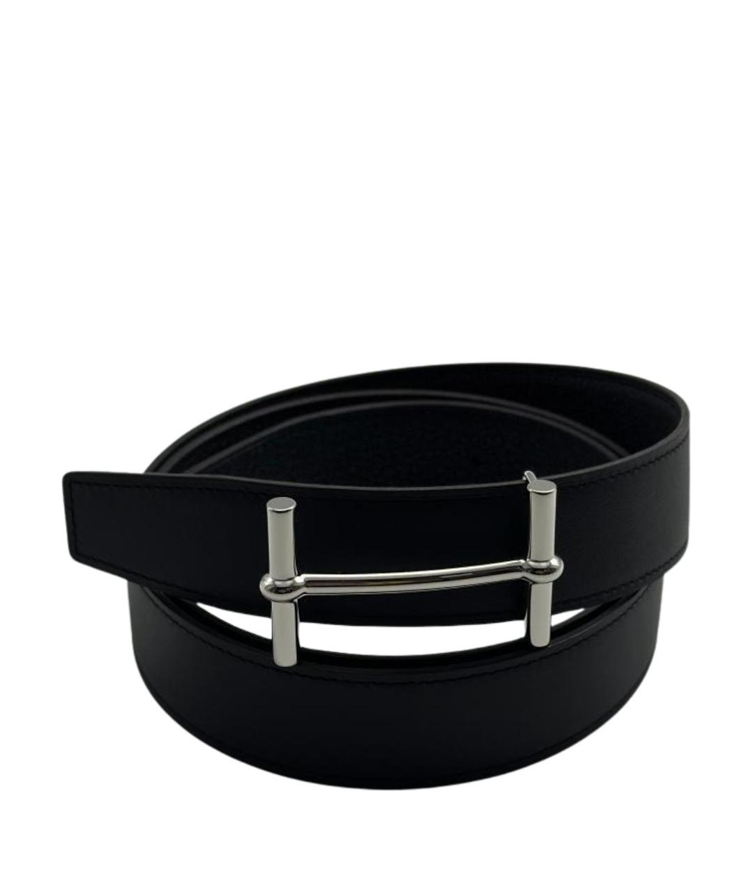 HERMES Черный кожаный ремень, фото 1