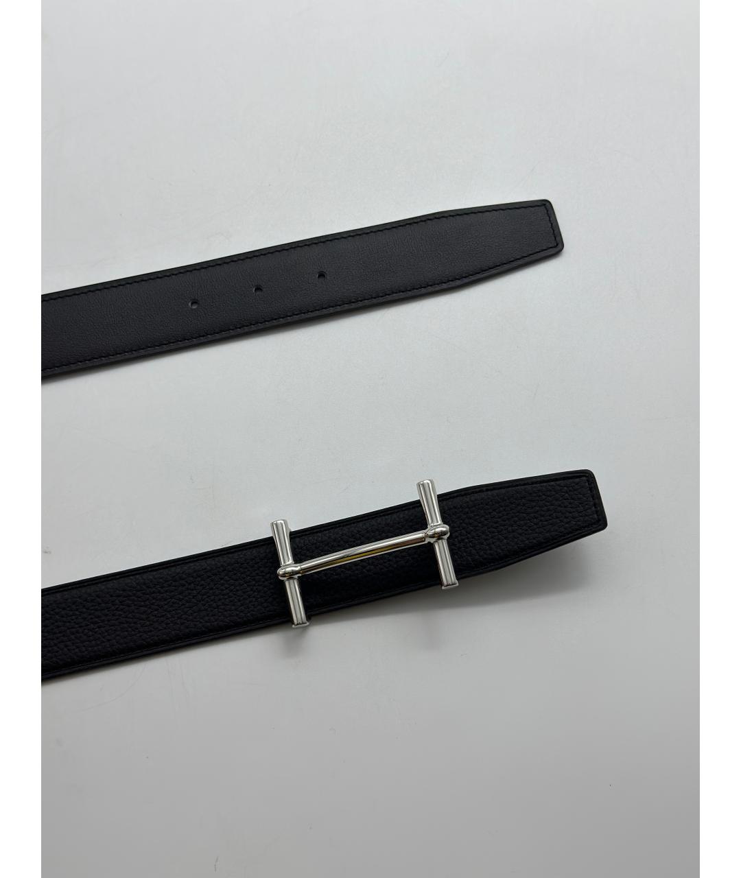 HERMES Черный кожаный ремень, фото 3