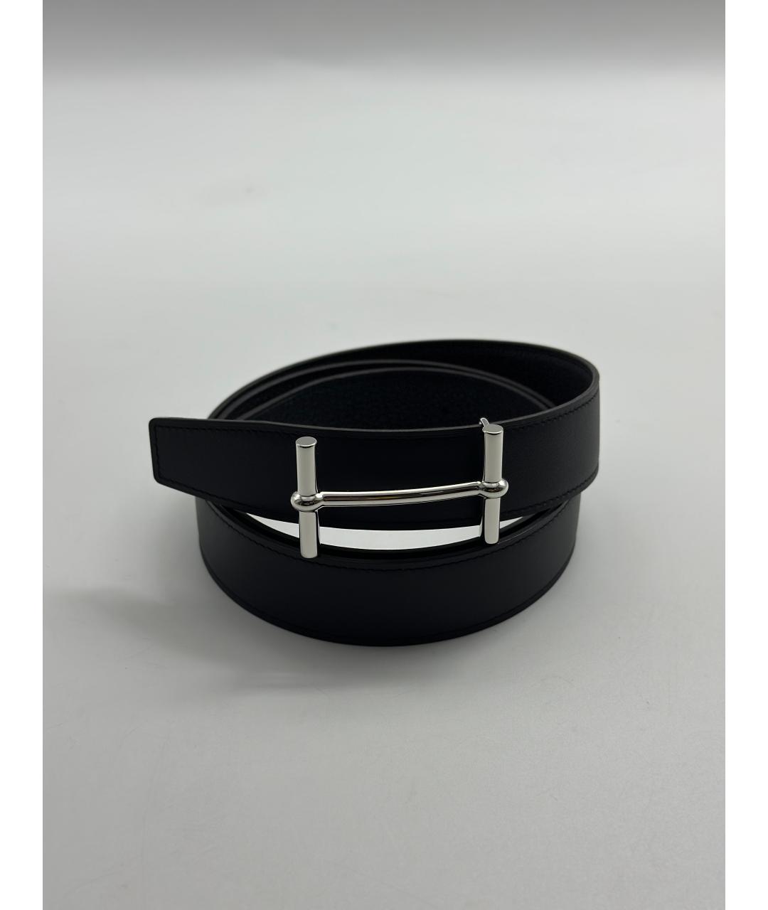 HERMES Черный кожаный ремень, фото 5