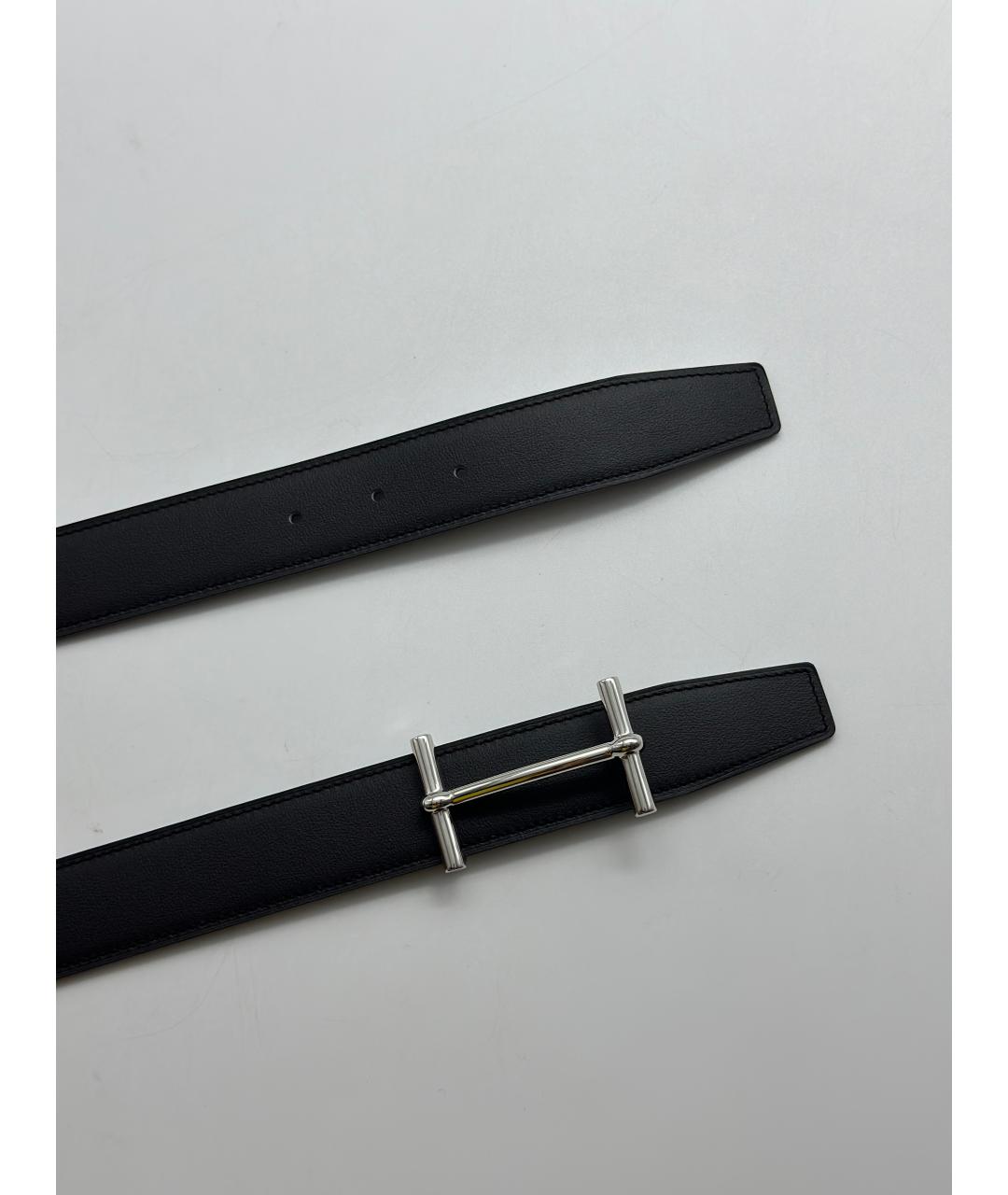 HERMES Черный кожаный ремень, фото 2