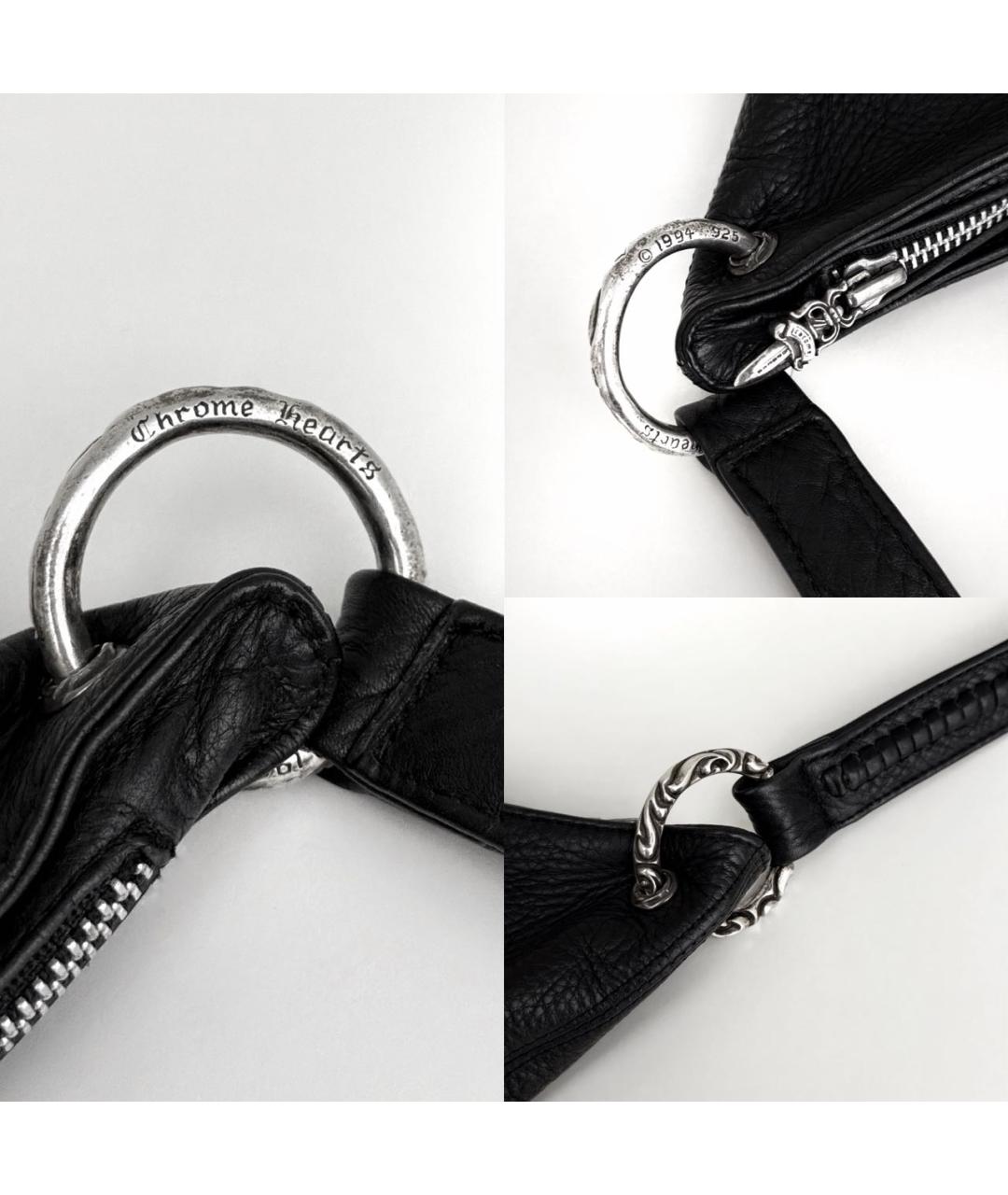 CHROME HEARTS Черная кожаная сумка через плечо, фото 5