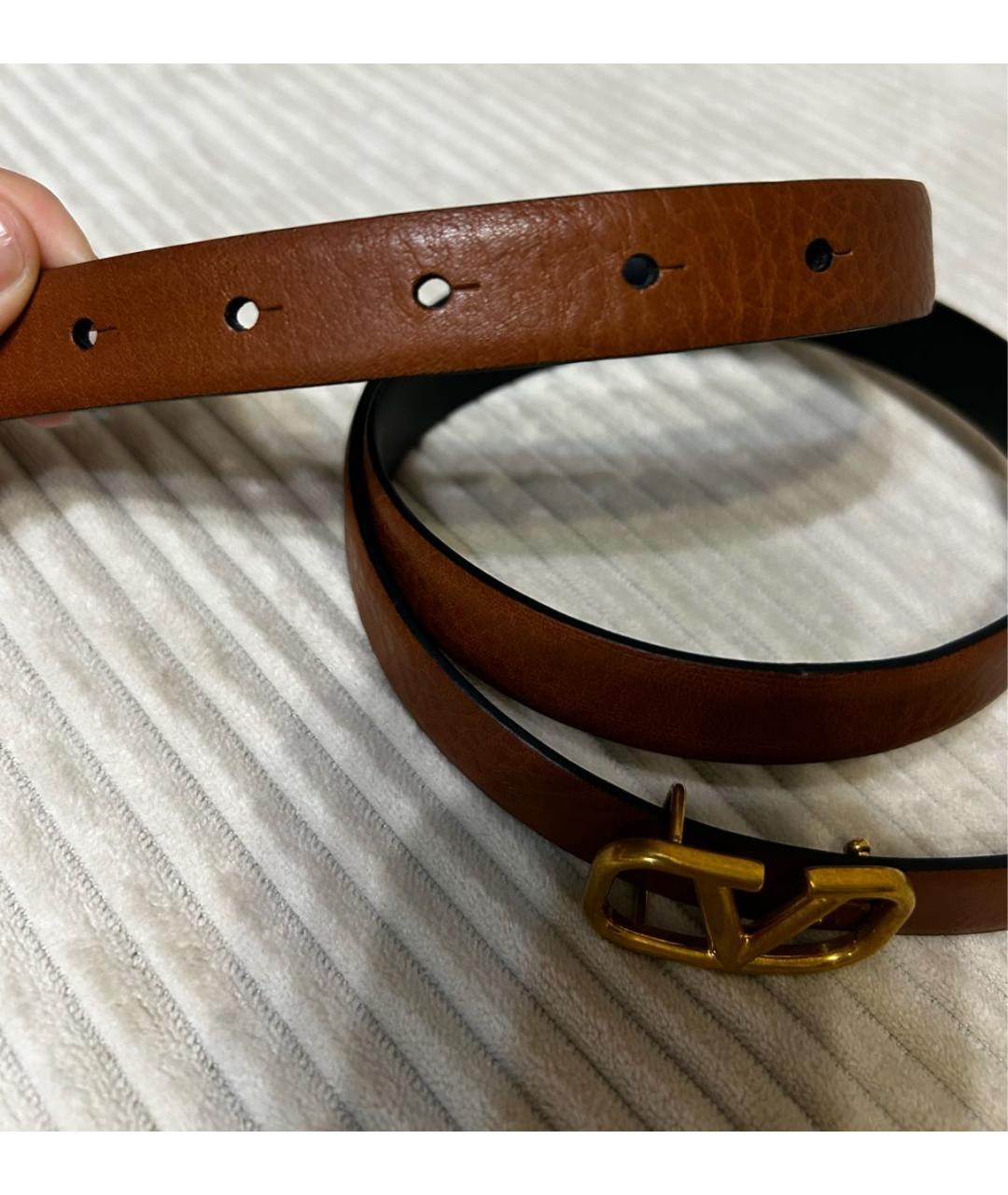VALENTINO Коричневый кожаный ремень, фото 6