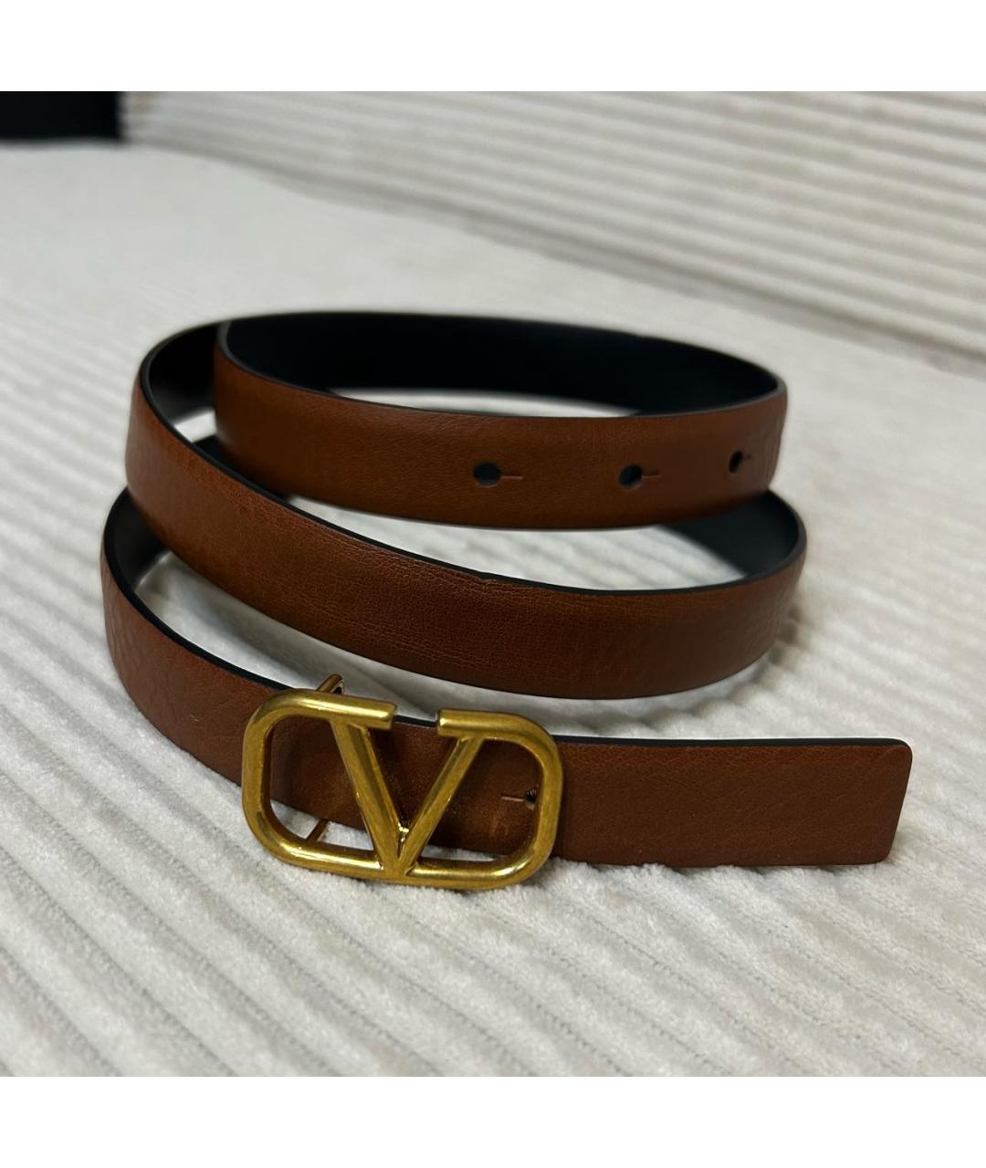 VALENTINO Коричневый кожаный ремень, фото 7