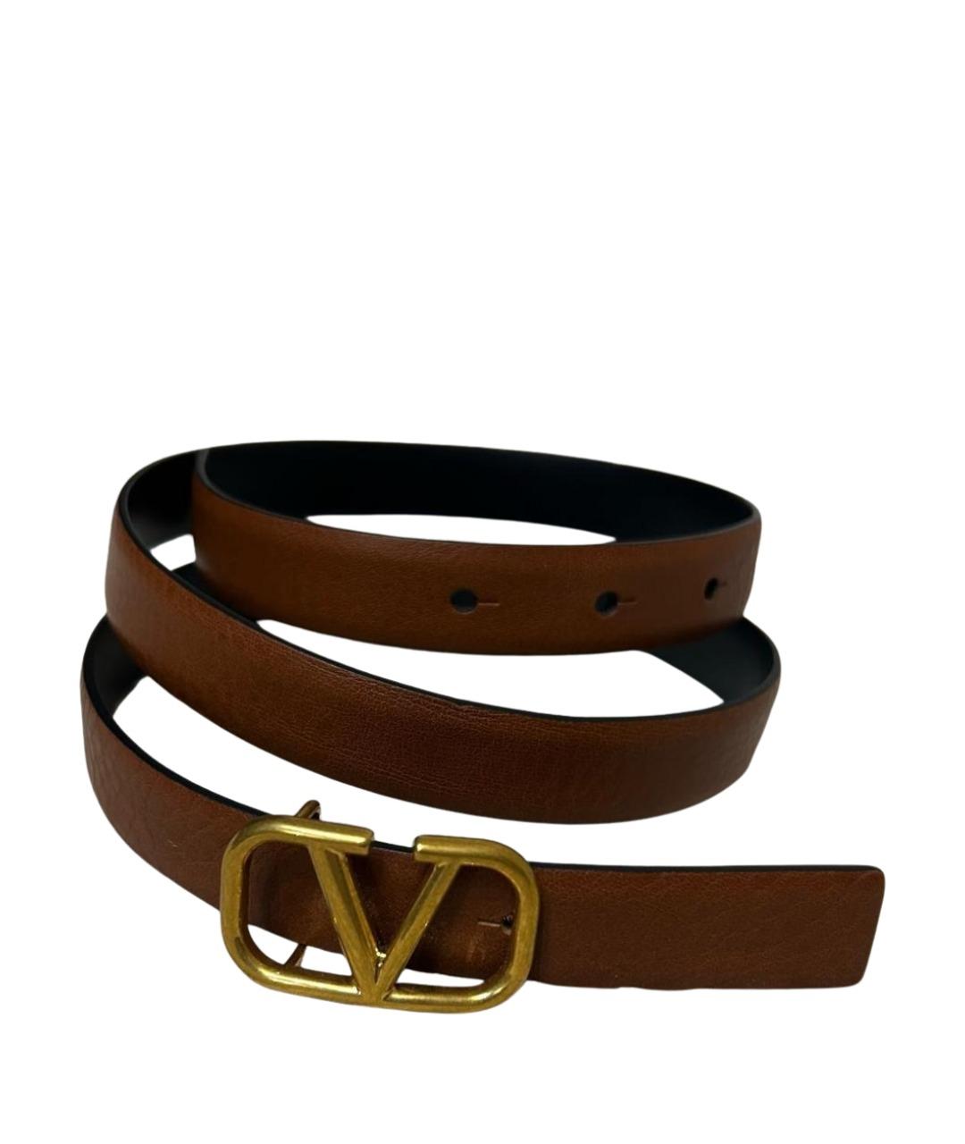 VALENTINO Коричневый кожаный ремень, фото 1