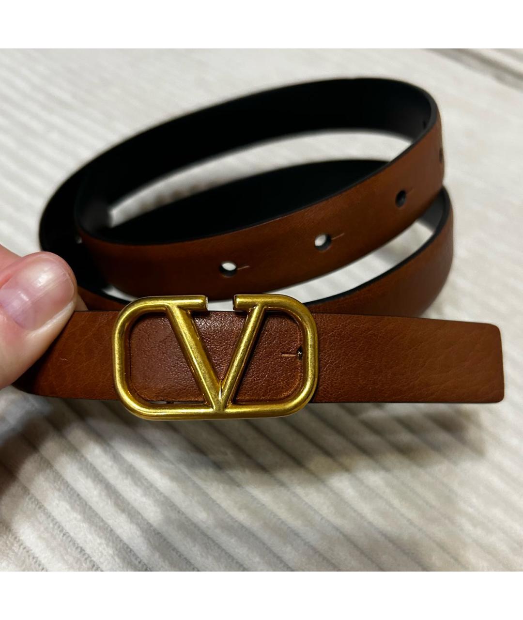 VALENTINO Коричневый кожаный ремень, фото 4