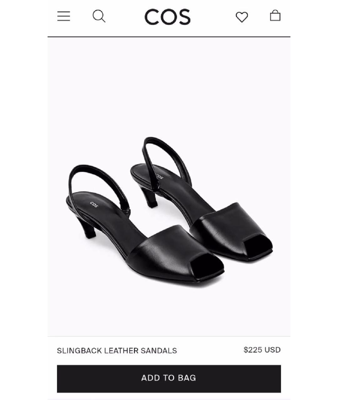 COS Черные кожаные босоножки, фото 2