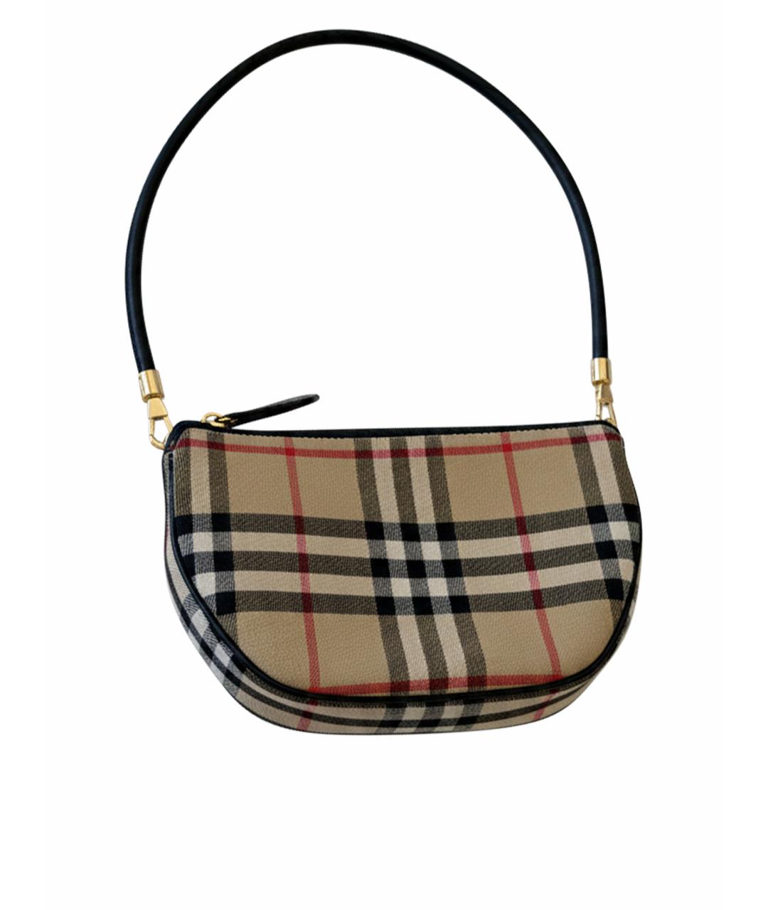 BURBERRY Бежевая тканевая сумка через плечо, фото 1