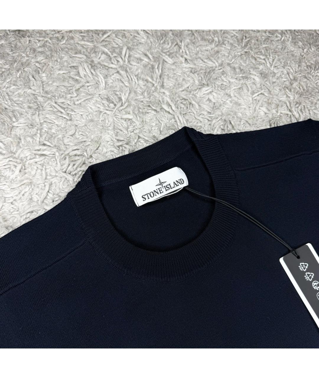STONE ISLAND Темно-синий шерстяной джемпер / свитер, фото 3