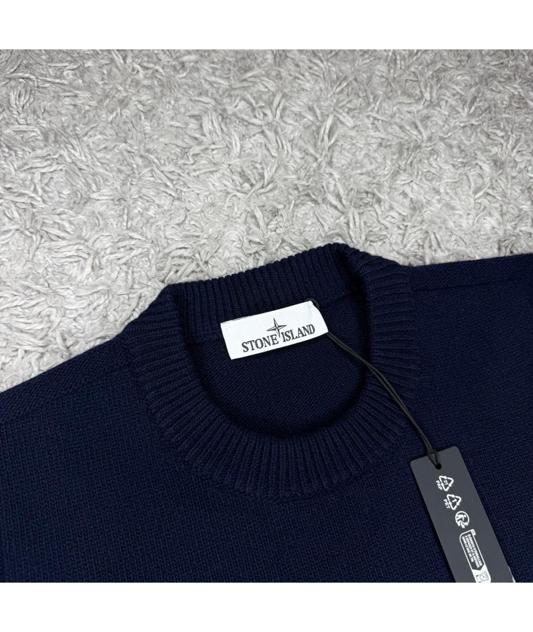 STONE ISLAND Темно-синий шерстяной джемпер / свитер, фото 3