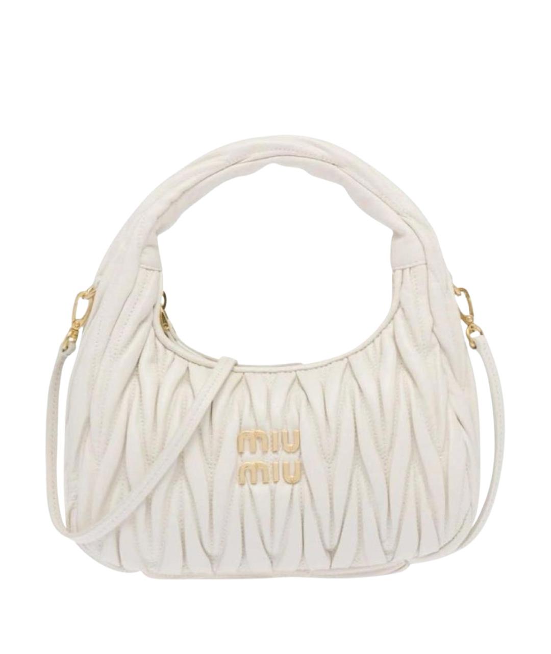 MIU MIU Бежевая кожаная сумка с короткими ручками, фото 1