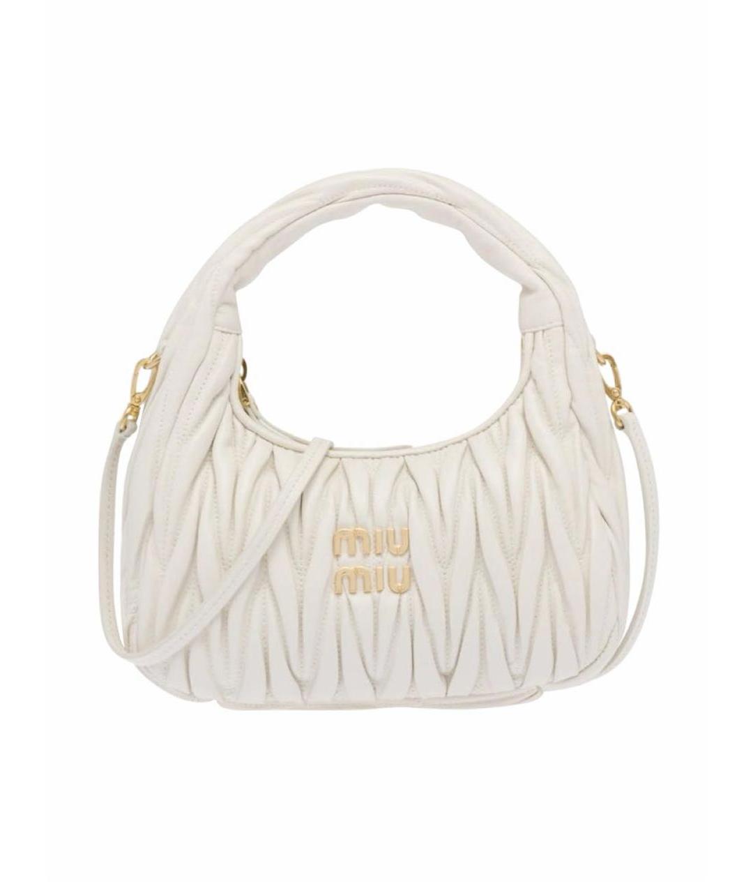 MIU MIU Бежевая кожаная сумка с короткими ручками, фото 6