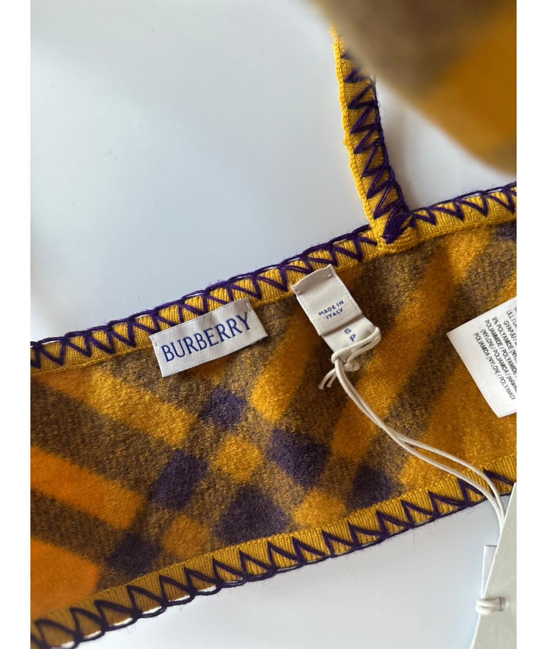 BURBERRY Желтая шерстяная майка, фото 3