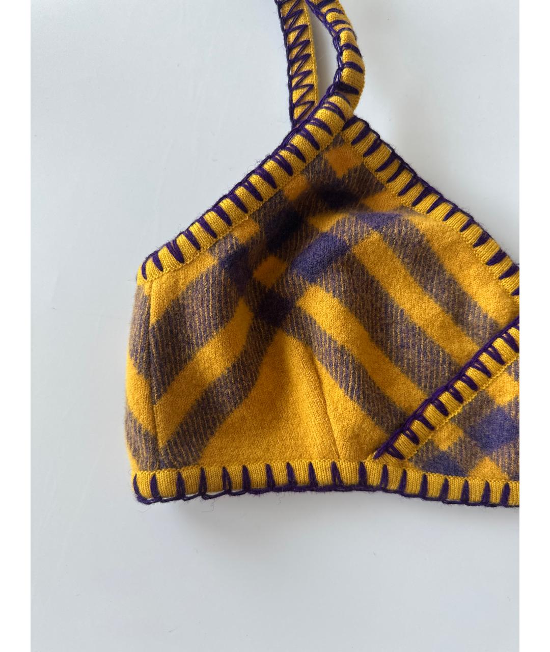 BURBERRY Желтая шерстяная майка, фото 2
