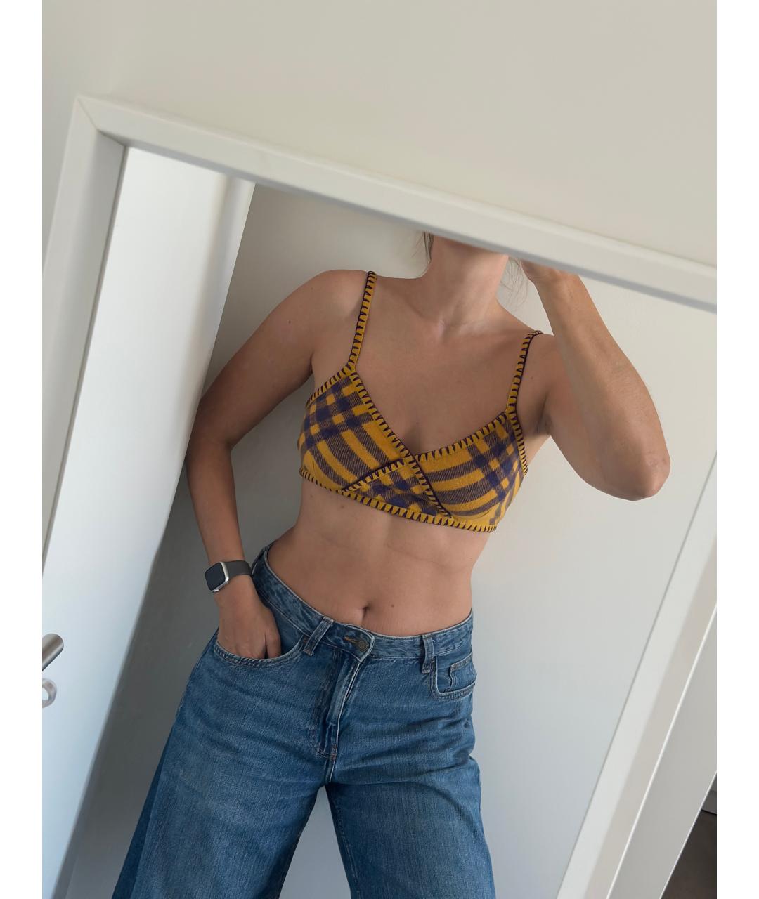 BURBERRY Желтая шерстяная майка, фото 6