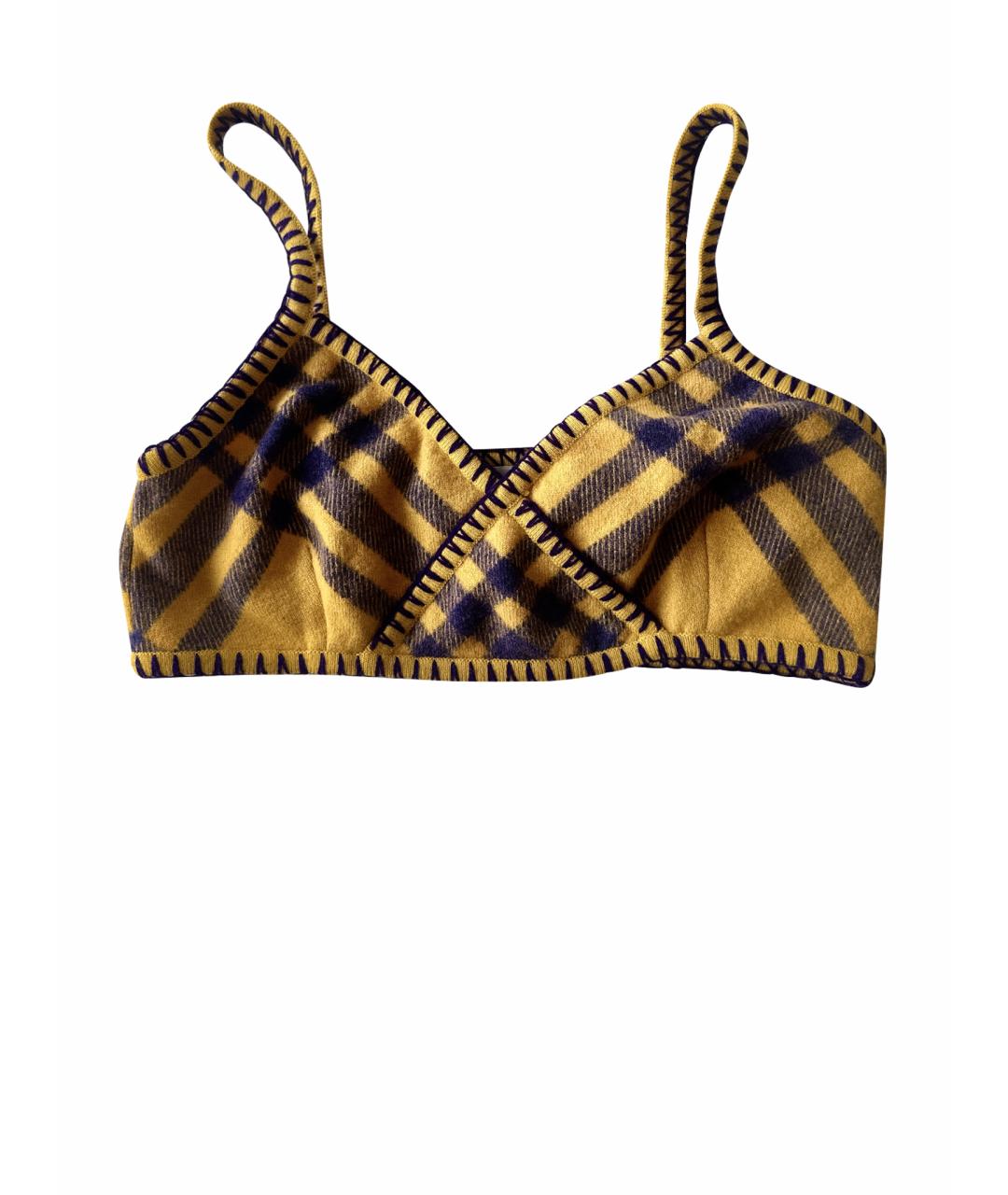 BURBERRY Желтая шерстяная майка, фото 1