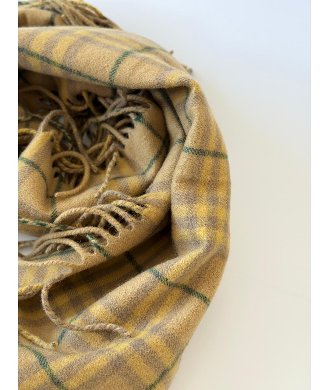 BURBERRY Горчичный кашемировый шарф, фото 2