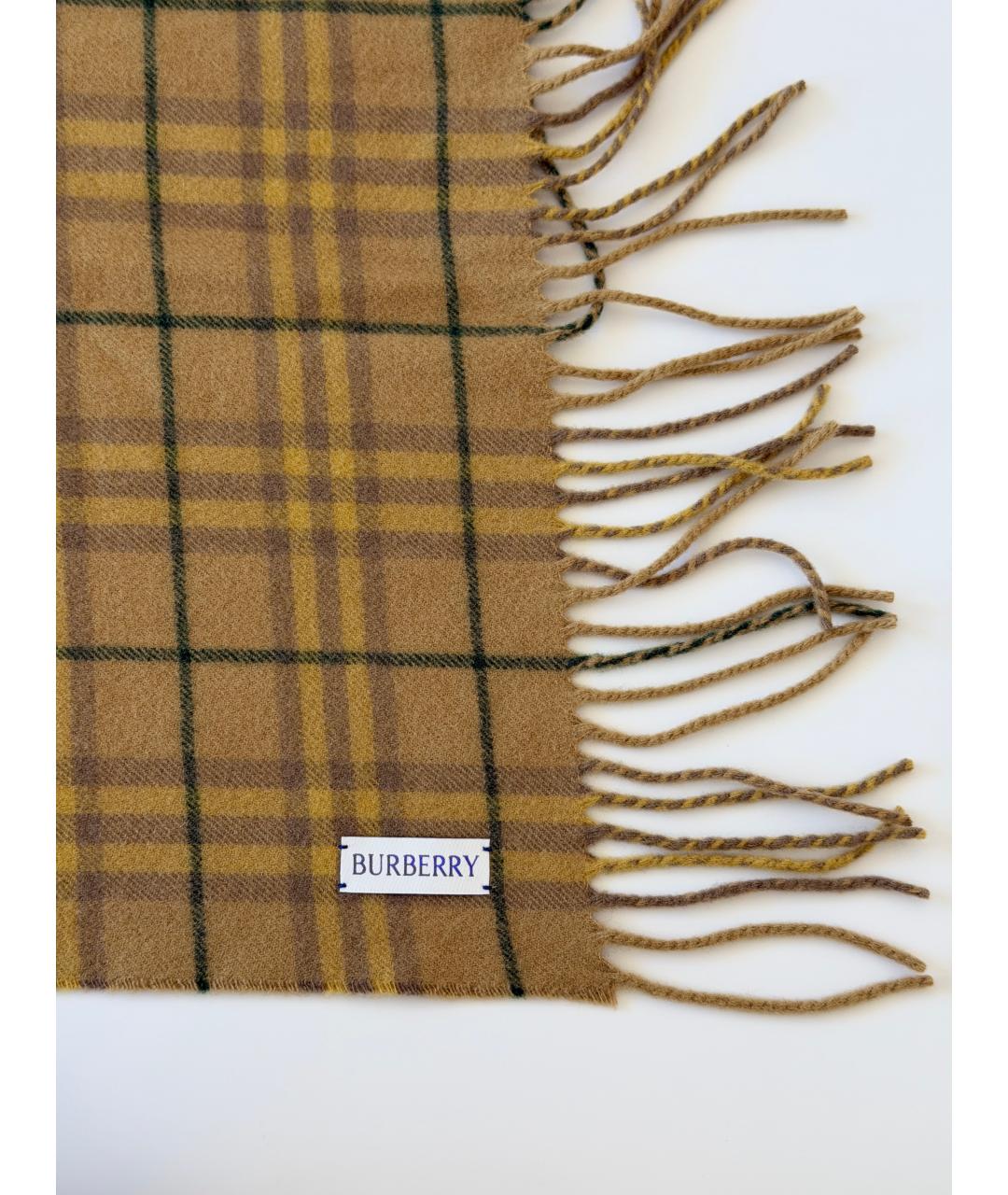 BURBERRY Горчичный кашемировый шарф, фото 4
