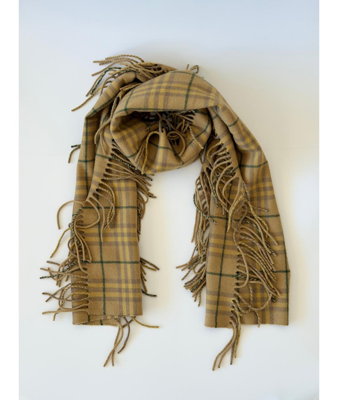 BURBERRY Горчичный кашемировый шарф, фото 6